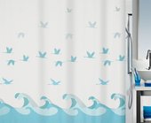 Штора для ванны 180x200см текстильная голубая Spirella CRANE 1016738
