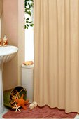 Штора для душа 120x200см бежевая с кольцами 12шт Grund TAVERE 309.97.136