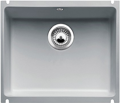 Кухонная мойка без крыла, с клапаном-автоматом, керамика, серый алюминий Blanco Subline 500-U PuraPlus 514512