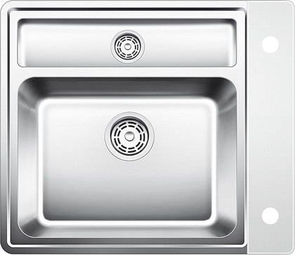 Кухонная мойка без крыла, с клапаном-автоматом, с коландером, нержавеющая сталь зеркальной полировки Blanco Statura 6-IF Crystal (белое стекло) 516101