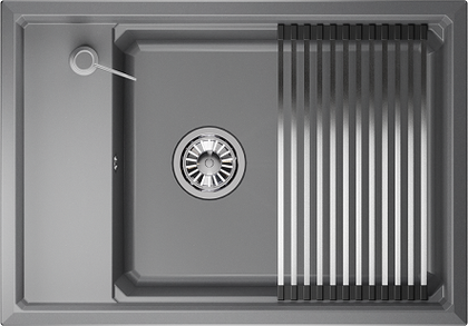 Кухонная мойка Granula Kitchen Space KS-7305, 730x510, накладная, кварц, Алюминиум 7305, АЛЮМИНИУМ