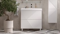 Тумба с раковиной Velvex Edge 800-0-2 (9696) напольная, белый глянец tn.EDG.9696.80.2Y белый глянец + 9696-80