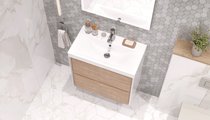 Тумба под раковину Velvex Gesso 700-0-2 (9696) навесная, белый матовый/, дуб сонома tp.GES.9696.70.2Y белый матовый/дуб сонома