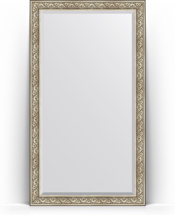 Зеркало Evoform Exclusive Floor 1150x2050 пристенное напольное, с фацетом, в багетной раме 106мм, барокко серебро BY 6174