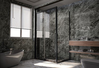 Душевой угол Veconi Premium Trento PTC-SP-30B, 1500x1000x2000, стекло прозрачное, чёрный матовый PTC30-SP-150100-B-01-C4