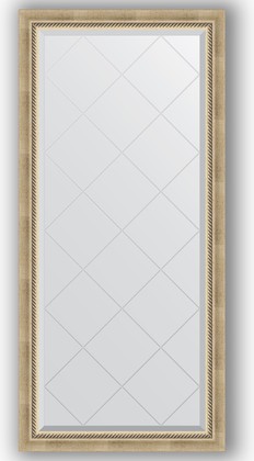 Зеркало Evoform Exclusive-G 730x1550 с фацетом и гравировкой, в багетной раме 70мм, состаренное серебро с плетением BY 4261