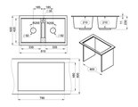 Кухонная мойка Granula 8101, 810x500, накладная, двойная, кварц, Графит 8101, ГРАФИТ