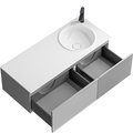 Тумба с умывальником Aqwella Боско Casso 1200 R/L, с двумя ящиками, фасад рамка+волна, серый туман BOS0112ST+BOS07RAM67ST+BOS07VOL52ST+CAS.12.04.R/L