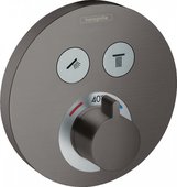 Термостат для душа Hansgrohe ShowerSelect S, 2 потребителя, СМ, шлифованный чёрный хром 15743340