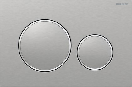 Смывная клавиша для унитаза Geberit Sigma20 двойной смыв, панель и клавиши: матовые, с легкоочищаемой поверхностью, декоративные кольца: полированные 115.882.SN.1