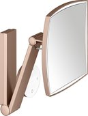 Косметическое зеркало Keuco iLook_move, с подсветкой, квадратное, с сенсорной панелью, увеличение х5, красное золото шлифованное 17613 299002