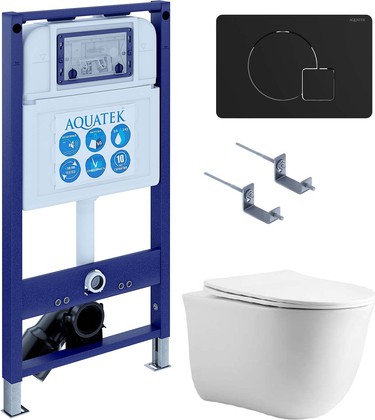 Унитаз с инсталляцией Aquatek Классик cm-069 4в1, унитаз AQ1112-00, сиденье soft close, кнопка матовый чёрный SET AQUATEK КЛАССИК cm-069 4в1