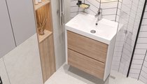 Тумба под раковину Velvex Gesso 600-0-2 (9696) навесная, белый матовый/, дуб сонома tp.GES.9696.60.2Y белый матовый/дуб сонома