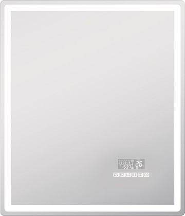 Зеркало Vigo Geometry Media Voice 600x700 LED-подсветка, подогрев, голосовое управление, Bluetooth, дата, время 044