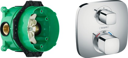 Термостат для душа Hansgrohe Ecostat E с запорным вентилем, Set внешняя и встраиваемая часть, хром 15707000S