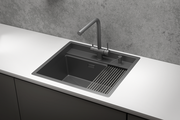 Кухонная мойка Granula Kitchen Space KS-6051, 600x510, накладная, нержавеющая сталь, Графит матовый 6051, ГРАФИТ МАТОВЫЙ