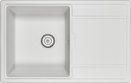 Кухонная мойка Granula 7804, 780x500, накладная, с крылом, кварц, Арктик 7804, АРКТИК