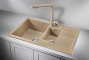 Кухонная мойка Granula 7802, 780x500, накладная, двойная, кварц, Песок 7802, ПЕСОК