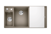 Кухонная мойка Blanco Axia III 6S, клапан-автомат, доска из белого стекла, чаша слева, серый беж 524660