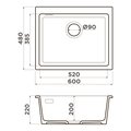 Кухонная мойка Omoikiri Omishima 60-U DG Matt Natceramic, подстольный монтаж, dust grey матовый 4997556