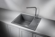 Кухонная мойка Granula 6002, 600x500, накладная, с крылом, кварц, Графит 6002, ГРАФИТ
