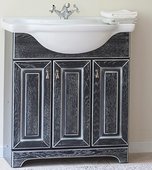 Тумба c раковиной Alligator Mebel Марсель, 75см, глухой фасад, чёрный с патиной серебро mtg75black-silver/rd75