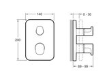 Термостат для душа Jacob Delafon Modulo внешняя часть, 2 потребителя, хром E98730-CP