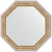Зеркало Evoform Octagon 632x632 в багетной раме 70мм, состаренное серебро с плетением BY 3755