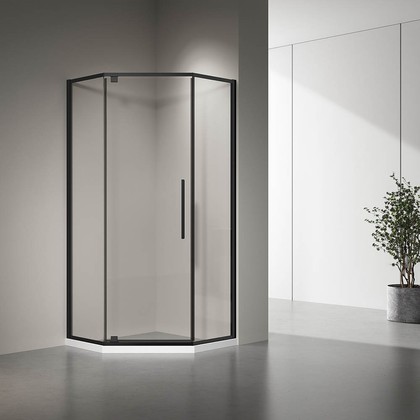 Душевой уголок Veconi Rovigo RV-35B, 100x100см, прозрачное стекло, чёрный матовый RV35B-100-01-C7
