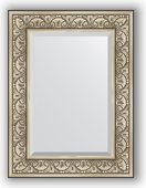 Зеркало Evoform Exclusive 600x800 с фацетом, в багетной раме 106мм, барокко серебро BY 3398