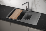Кухонная мойка Granula Estetica ES-7808, 780x500, двойная, кварц, Графит 7808, ГРАФИТ