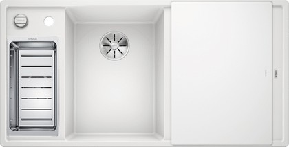 Кухонная мойка Blanco Axia III 6S, клапан-автомат, доска из белого стекла, чаша слева, белый 524657