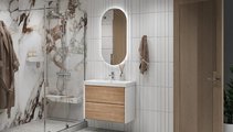 Тумба под раковину Velvex Gesso 800-0-2 (9696) навесная, белый матовый/, дуб сонома tp.GES.9696.80.2Y белый матовый/дуб сонома