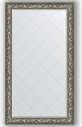 Зеркало Evoform Exclusive-G 990x1730 с гравировкой, в багетной раме 99мм, византия серебро BY 4415