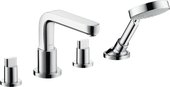 Смеситель на борт ванны с душевым набором, на 4 отверстия, хром Hansgrohe Metris S 31446000