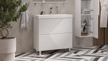 Тумба с раковиной Velvex Edge 800-0-2 (9696) напольная, белый глянец tn.EDG.9696.80.2Y белый глянец + 9696-80