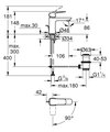 Смеситель для раковины Grohe Cubeo S-Size, CoolStart, рычажный донный клапан, матовый чёрный 1017302430