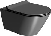 Унитаз подвесной GSI Kube X 550, безободковый Genius Flush, с креплением FISR5, Ardesia matt чёрный матовый 9413FR526