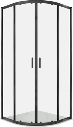 Душевой уголок Aquatek 900x900 четверть круга, двери раздвижные, прозрачное стекло 6мм, профиль чёрный AQ.RO.090.1BL