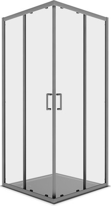 Душевой уголок Aquatek 1000x1000 квадратный, двери раздвижные, прозрачное стекло 6мм, профиль оружейная сталь AQ.KV.100.1GM