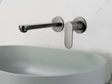 Смеситель для раковины настенный Aquatek Альфа внешняя и скрытая часть, оружейная сталь AQ1913BGM