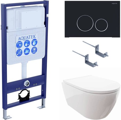 Унитаз с инсталляцией Aquatek Поларис, крепёж 02, сиденье soft-close, панель 020 SET AQUATEK ПОЛАРИС-020 4в1