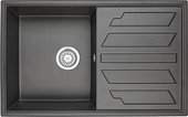 Кухонная мойка Granula 8002, 800x500, накладная, с крылом, кварц, Чёрный 8002, ЧЁРНЫЙ