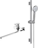 Смеситель для ванны Aquatek Ника, с длинным изливом, душевой гарнитур, хром AQ1833CR