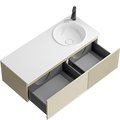 Тумба с умывальником Aqwella Боско Casso 1200 R/L, с двумя ящиками, фасад рамка+волна, морская дюна BOS0112MD+BOS07RAM67MD+BOS07VOL52MD+CAS.12.04.R/L