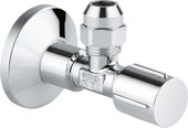 Угловой вентиль Grohe, 1/2x3/8" универсальный, для подключения смесителей, резьба с насечками, хром 22037000