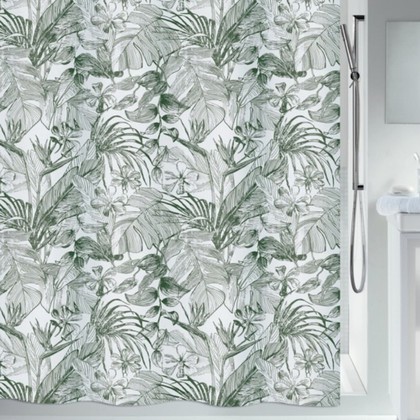 Штора для ванной Spirella Tropic 180x200см, 100% полиэстер, зелёный, белый 1020158