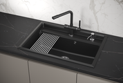 Кухонная мойка Granula Kitchen Space KS-7301, 730x510, накладная, кварц, Шварц (чёрный металлик) 7301, ШВАРЦ