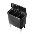 Мусорный бак Brabantia Bo Touch Bin 3x11л, трёхсекционный, тёмно-серый 233586