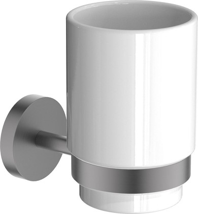 Стакан с держателем Aquatek Бетта настенный, оружейная сталь AQ4604BGM